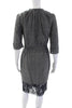 Nina Ricci Paris. Black Spotted Print V-Neck Knee Length Dress