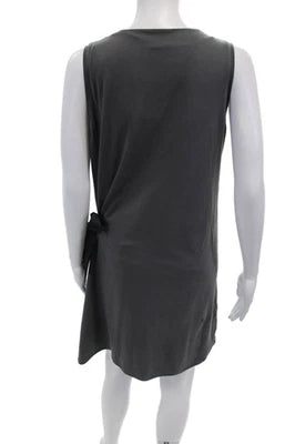Brunello Cucinelli Italy. Gray Round Neck Sleeveless Sash Side Tie, Mini Dress