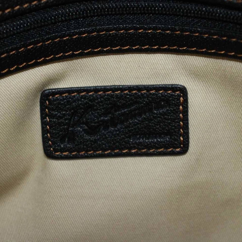 KITAMURA JAPAN. BLACK PEBBLED LEATHER SHOULDER BAG / HAND BAG