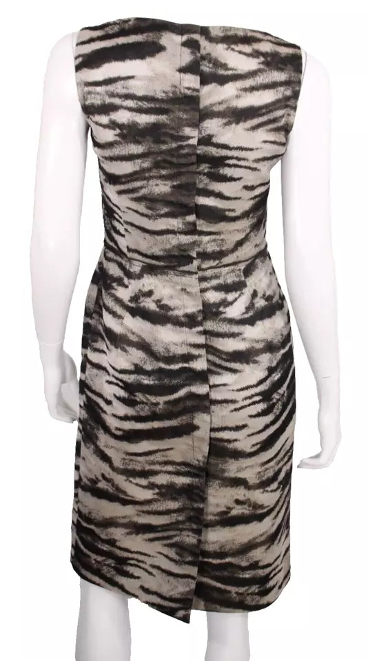 LANVIN Paris. Multicolor Animal Print Jacquard Sleeveless Sheath Dress