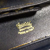 Gucci Italy. Vintage Navy Blue Canvas/PVC Logos Shoulder Bag w/Lambskin Lining