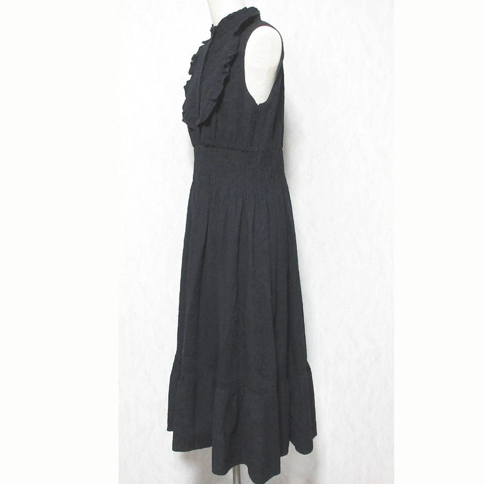 Her lip to JAPAN. Black Paisley Cotton Lace Long Dress