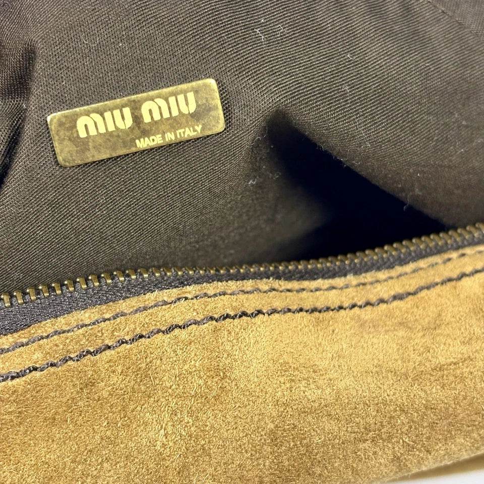 MIU MIU ITALY. Vintage Brown Suede Leather Shoulder / Crossbody Bag
