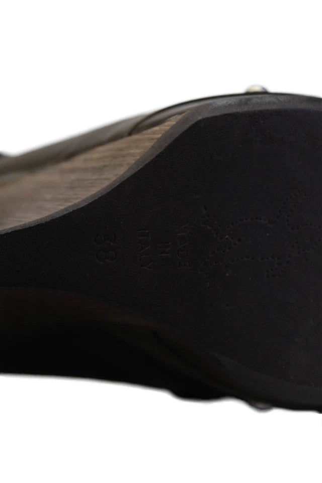 Marni Italy. Brown Leather Wedge Heel Platform Slingback Pumps Size 38