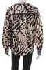 Donna Karan NY. Black V Neck Abstract Long Sleeve Basic Blouse