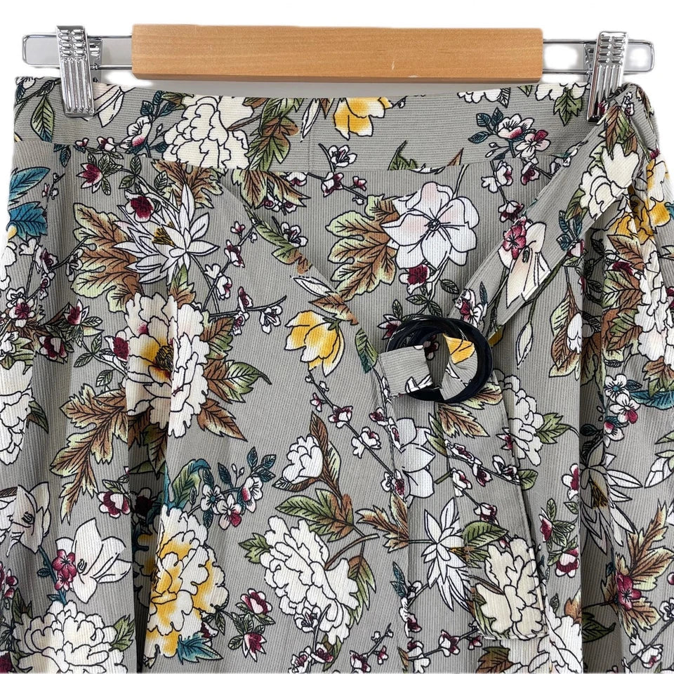 Ryu Ryu Japan. Gray Multi-Color Floral Maxi/Long Skirt