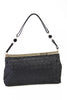 Bottega Veneta Italy. Black Intrecciato Leather Evening Bag