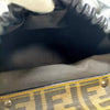 Fendi Italy. Distressed Black Leather Shoulderbag / Handbag w/Zucca Logo Interior