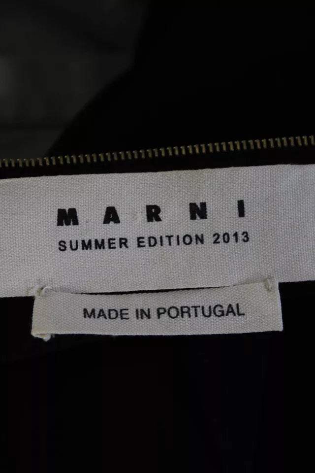 Marni Italy. Black Long Sleeves Belted A Line Dress