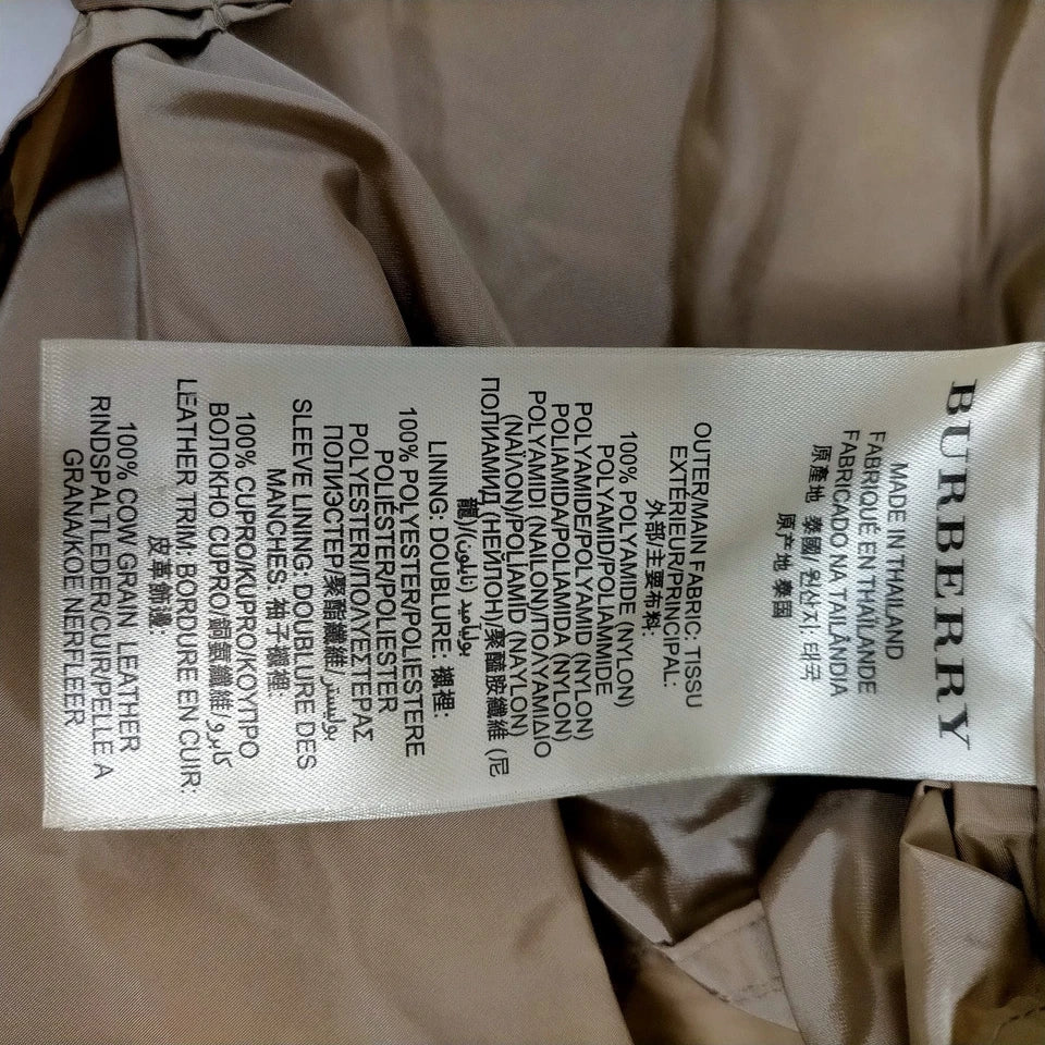 Burberrybrit UK. Khaki Nylon Double Breasted Trench Style Coat