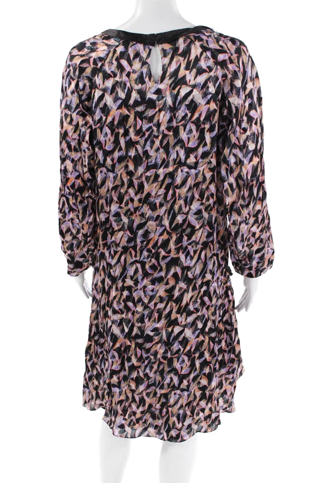 Nina Ricci Paris. Silk Long Sleeve Pink Black Abstract Print Dress Nina Ricci Paris. Silk Long Sleeve Pink Black Abstract Print Dress