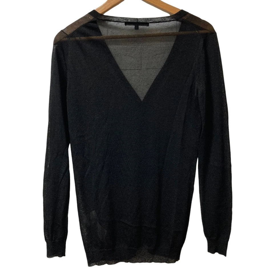 GUCCI ITALY. Black semi-sheer knit cardigan