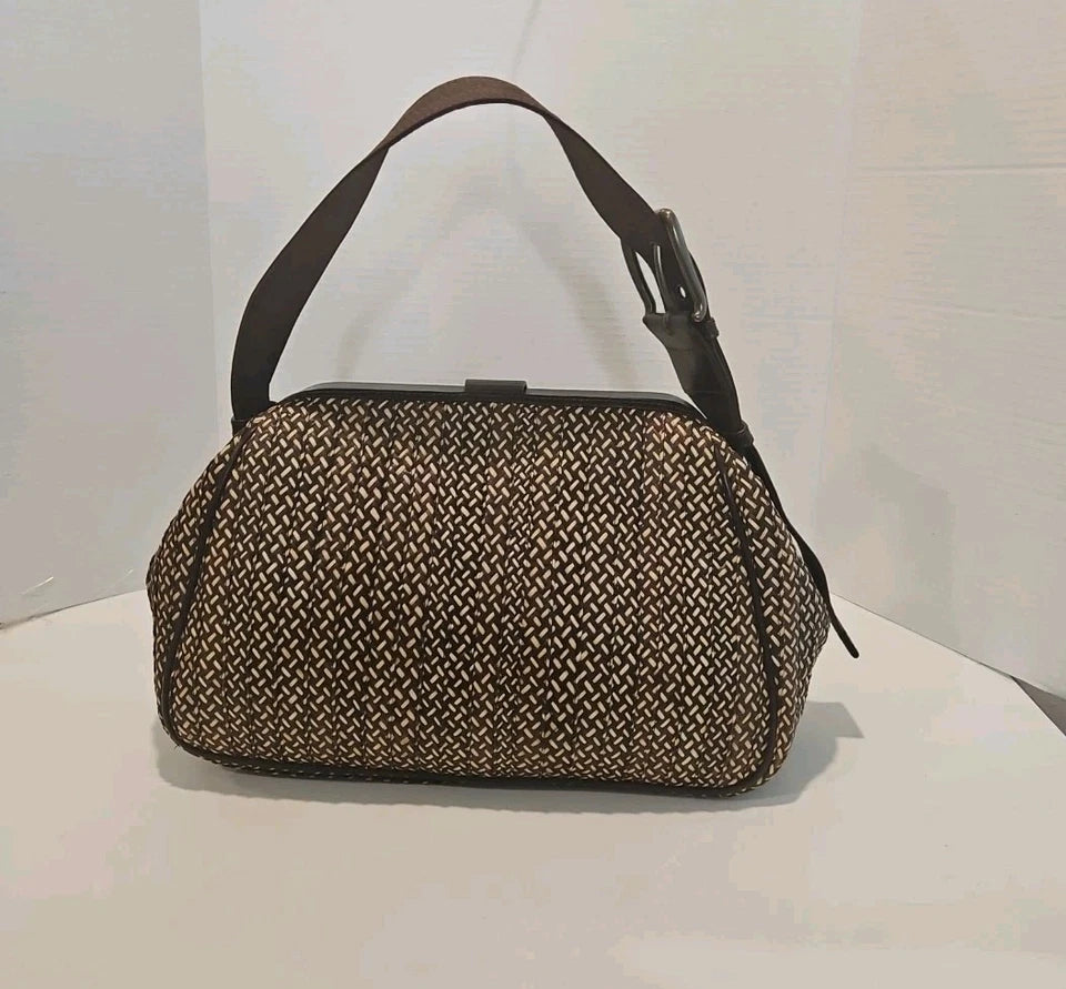 Marni ITALY. Brown Multicolor Leather/Woven Purse Shoulder Bag
