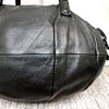 Kawa-Kawa JAPAN. 25bis. Black Lambskin Leather Round Big Zipper Tote Bag / Shoulder Bag