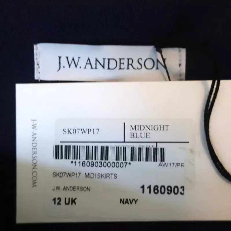 JW Anderson UK. New W/tags. Midnite Blue Asymmetric Side-Button Midi Skirt