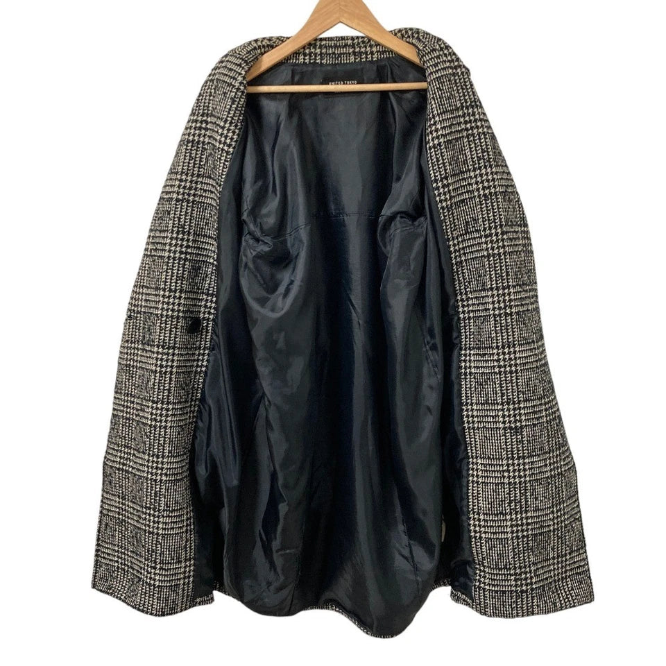 UNITED TOKYO JAPAN. Black/Grey Plaid Tweed Coat