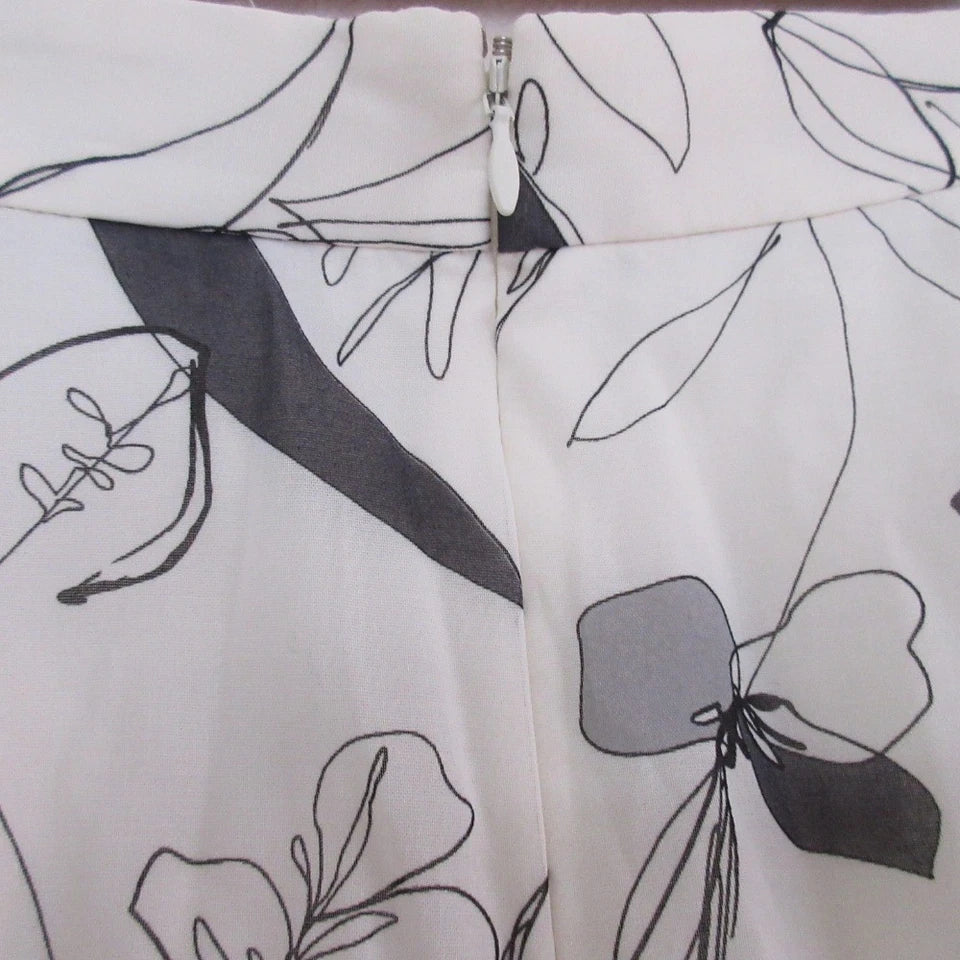 UNITED ARROWS JAPAN. White Flower Print Sheer Flare Maxi Skirt