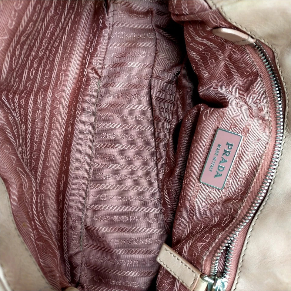 Prada Italy. Beige Leather Shoulderbag