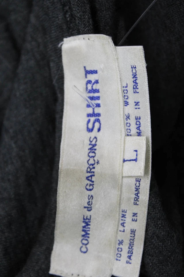 Comme Des Garcons JAPAN. SHIRT. Dark Gray Wool Crew Neck Zip Long Sleeve Top