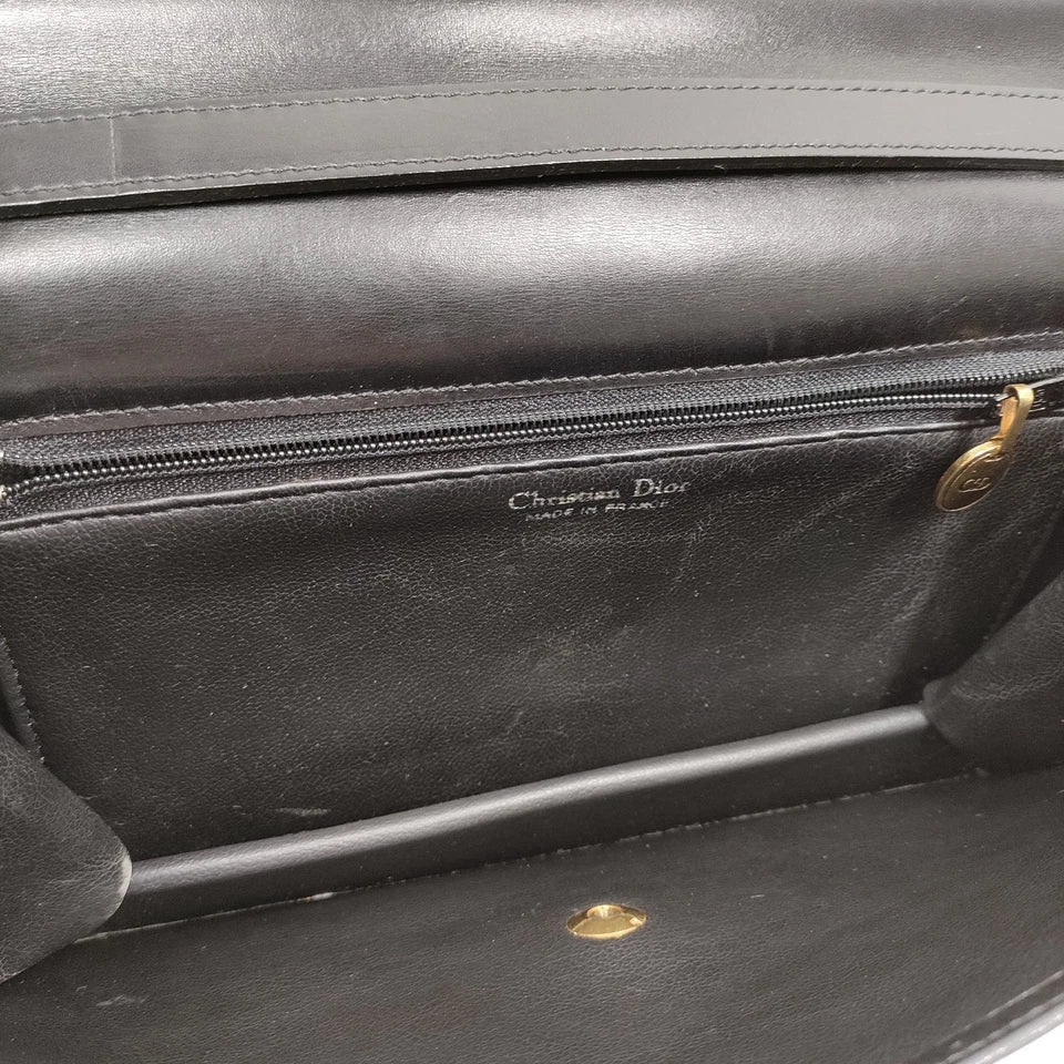 Christian Dior Paris. Black Leather Logo Shoulder Bag