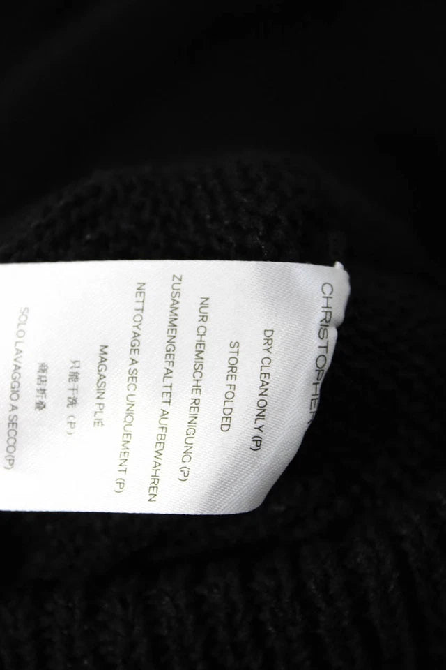 Christopher Esber Sydney. Black Knit Fringe Trim Long Strapless Dress