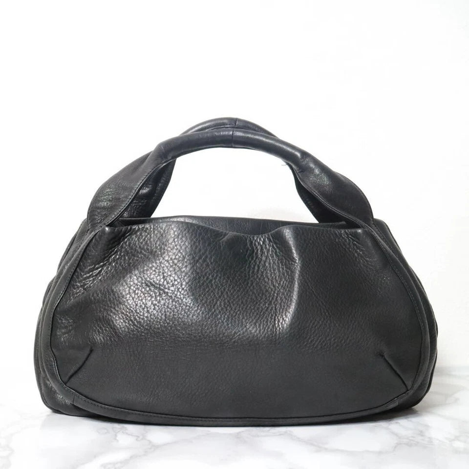 MICHIAMO JAPAN. Black Kipp Soft Leather Luxury Handbag