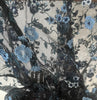 UNITED TOKYO JAPAN. Black Blue Semi-Sheer Embroidered Floral Short Sleeve Blouse