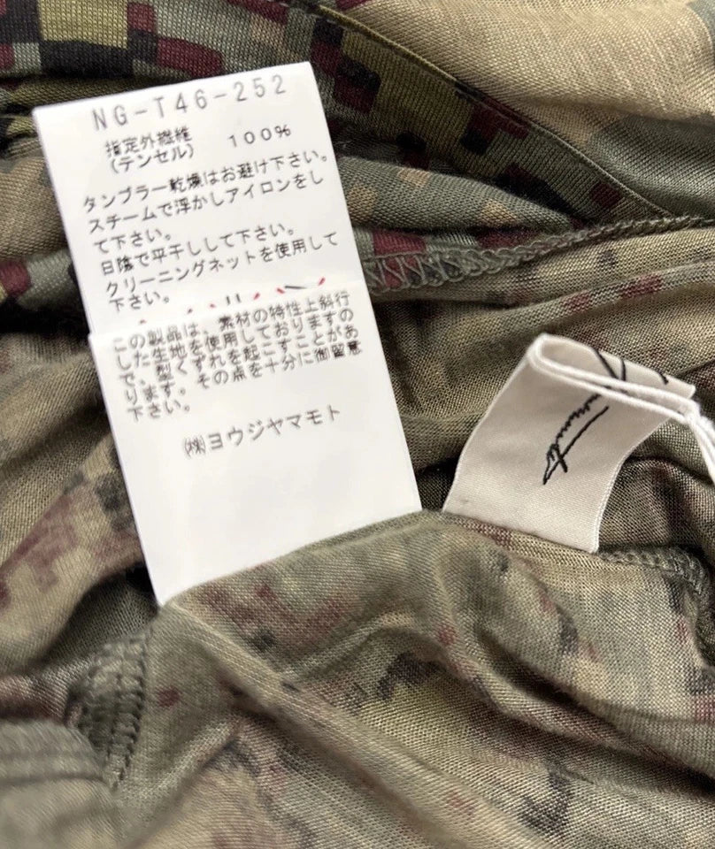 Yohji Yamamoto Japan. Modern Pixelated Camo Printed 100% Tencel Tank Dress