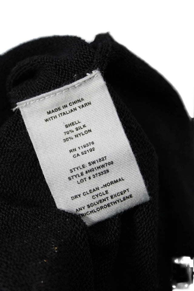 Helmut Lang NY. Black Vintage  V-Neck 3/4 Sleeve Silk Blend Top