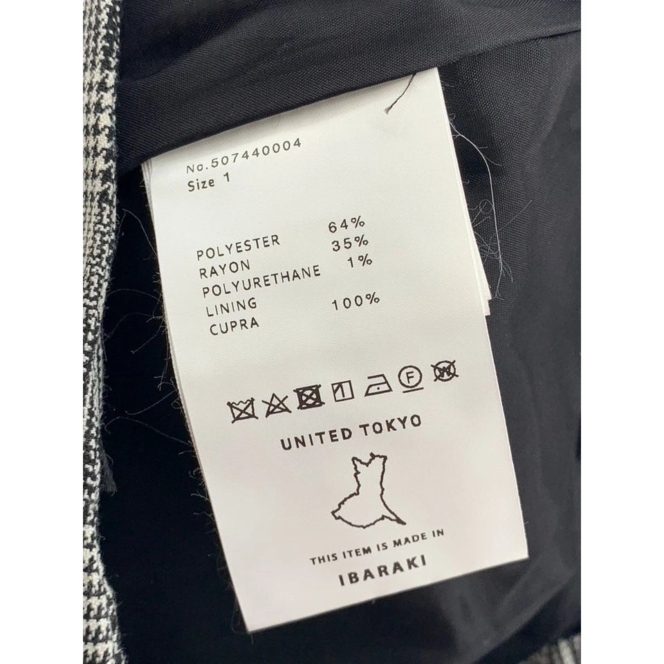 UNITED TOKYO JAPAN. Gray Plaid High-Rise Wide-Leg Pants