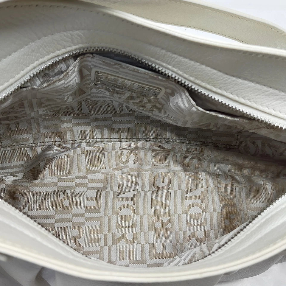 Ferragamo Itay. White Leather Shoulder Bag / Hand Bag