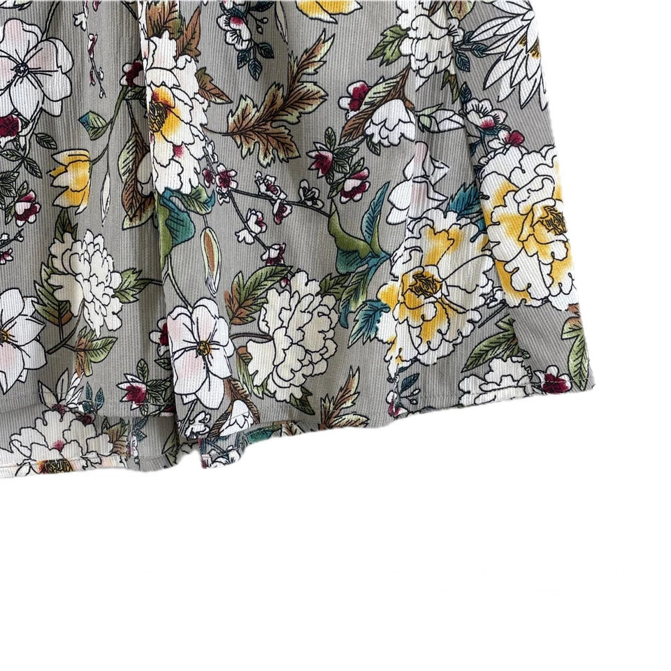 Ryu Ryu Japan. Gray Multi-Color Floral Maxi/Long Skirt