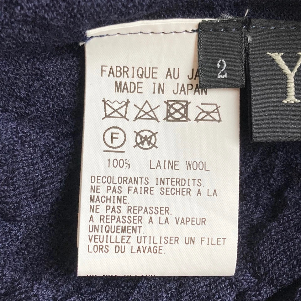 Y's Yohji Yamamoto Japan. Navy Wool Wrinkles Knit Cut & Sew Top