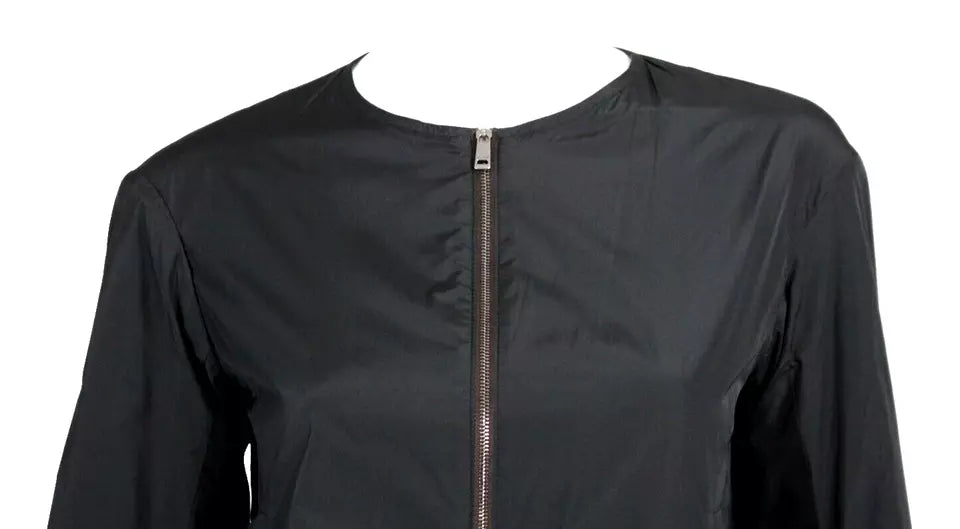 JIL SANDER Dark Raisin Brown Leather & Black Poly Techno Reversible Jacket