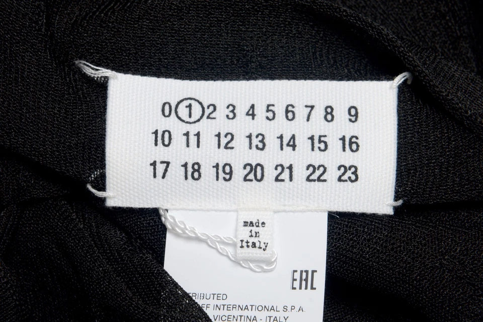 Maison Margiela Paris. NEW. NWT. Black Semi-Sheer "1" Cropped Blouse Top