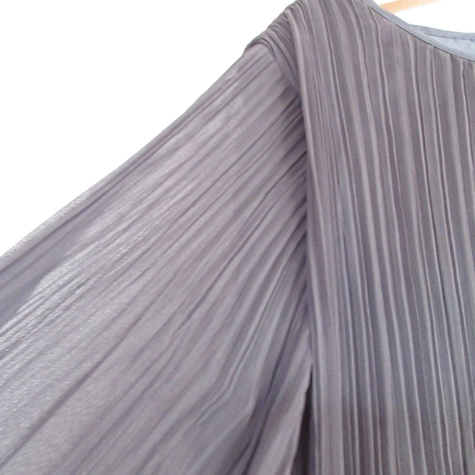 nano universe JAPAN.  LB.03 Charcoal Color Semi-Sheer Pleated Dress