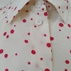 CHRISTIAN DIOR PARIS. White Silk w/Red Dots Sleeveless Top