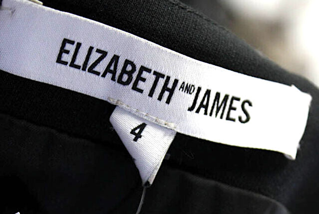 Elizabeth and James NY. Black Cut Out High Split Back Zip Sheath Dress