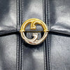 Gucci ITALY. Navy Blue Leather Vintage Logo Shoulderbag