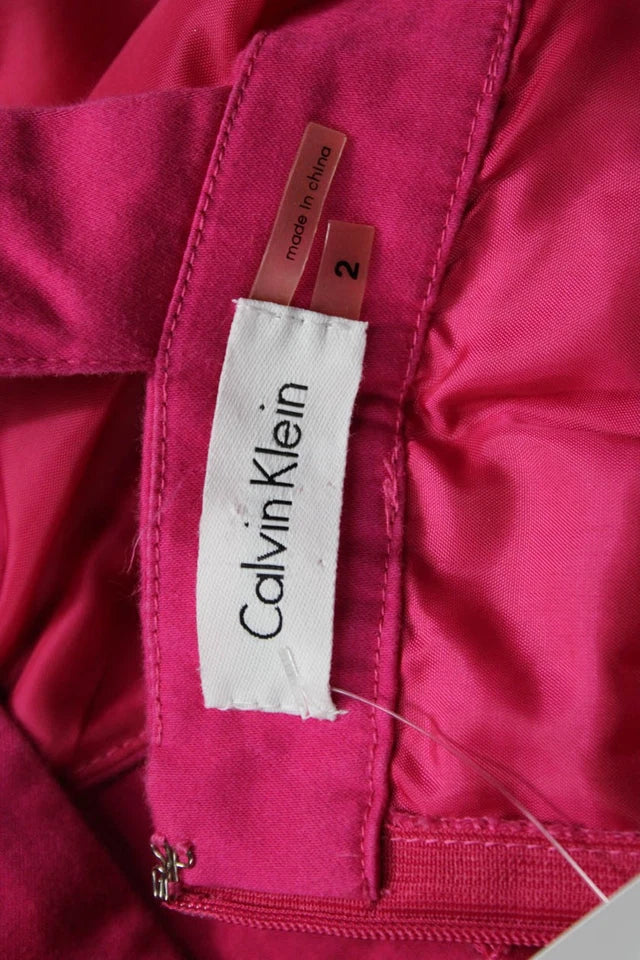 Calvin Klein NY. Pink Cotton Blend Zip Fit & Flare Halter Dress