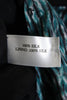 Proenza Schouler New York.Blue Black Silk Printed V Neck A Line Dress