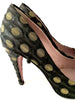 PRADA Italy. Black Leather Gold Accent Pumps Size 38