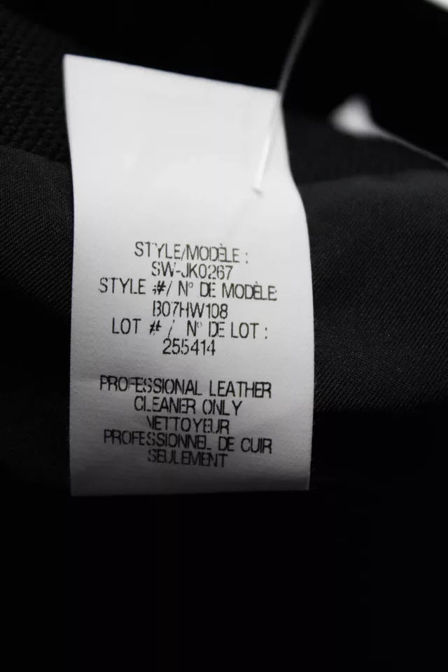 Helmut Lang NY. Black Wool Leather Sleeves Single Button Jacket