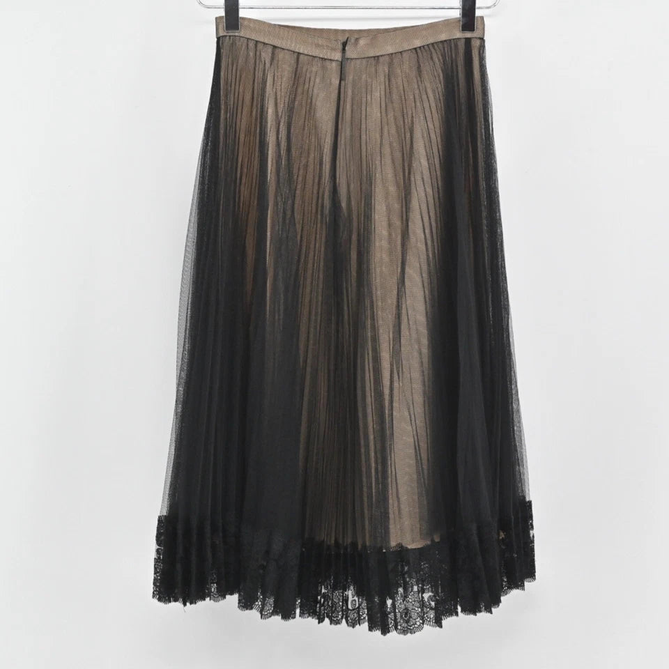 CHRISTOPHER KANE UK.T ulle Pleated Lace Black Retro Coquette Skirt