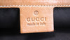 GUCCI ITALY. GG Logo Brown Leather Beige Canvas Shoulder Bag / Handbag