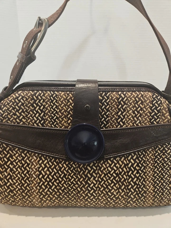 Marni ITALY. Brown Multicolor Leather/Woven Purse Shoulder Bag