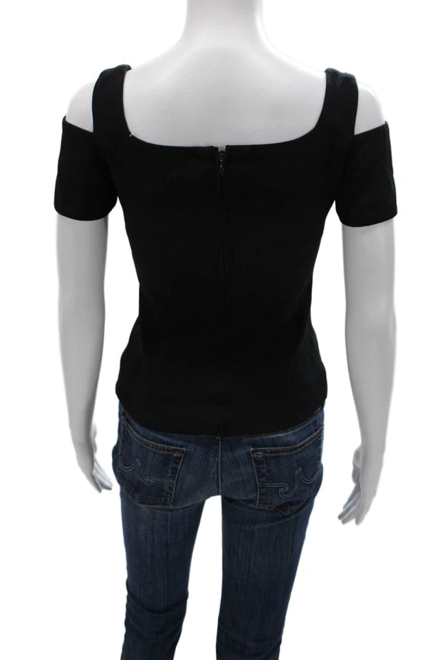 Alexander McQueen UK.  Black Square Neck Sleeveless Polyester Blouse