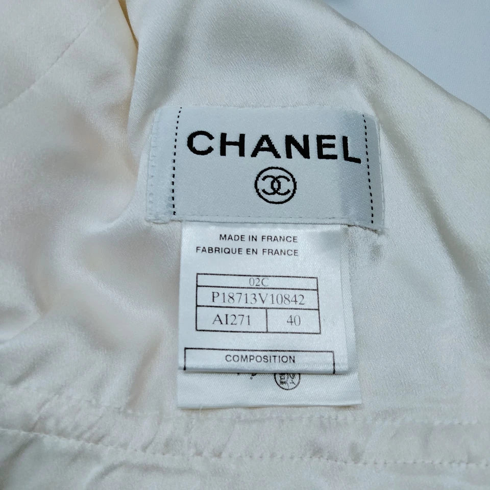 Chanel Paris. Vintage White Silk Blouse Top