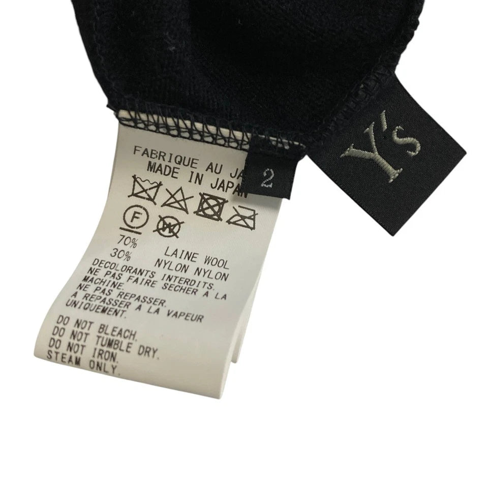 Y's Yohji Yamamoto JAPAN. Black Wool Nylon Frill Knit Cut and Sew Top