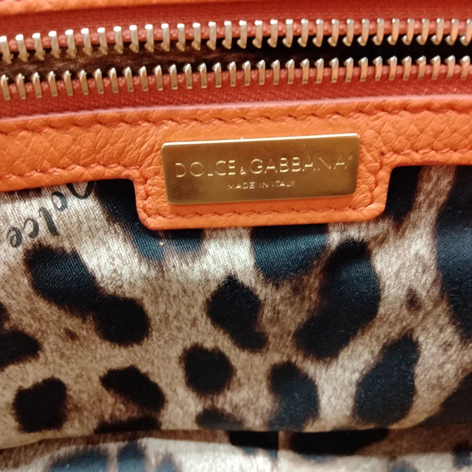 DolceGabbana Italy. Vintage Orange Leather Shoulder Bag / Crossbody Bag